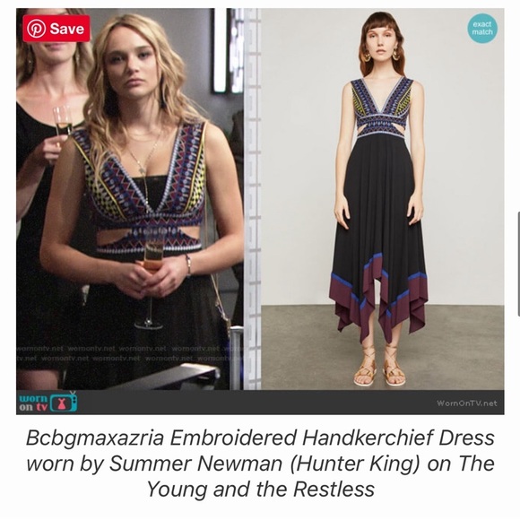 BCBGMaxazaria Embroidered Handkerchief Dress - Picture 3 of 5